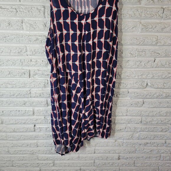 Stylus Womens Dress Extra Large Tank Mini Blue Red Geometric Rayon GEO19E - Picture 3 of 11